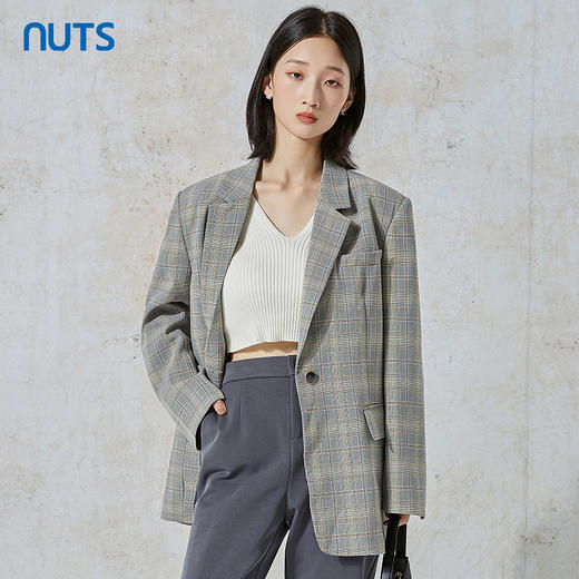 NUTS商场同款春秋季时尚简约通勤宽松复古西装外套女231048126B 商品图3