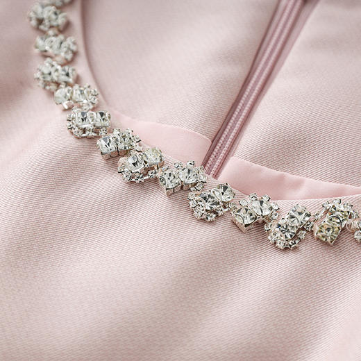 「高货wl」全新升级【铂金会员358/天猫479/差价121】(21855)洛诗琳高级感精致镶钻连衣裙2025夏季气质收腰显瘦裙子女 商品图3