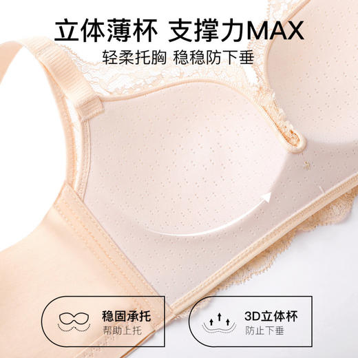 琉璃月影 文胸(VIP)【小胸聚拢 透气薄杯】性感蕾丝调整型收副乳薄款文胸 商品图2