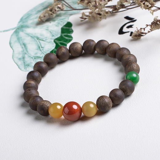 xy0521沉香+南红蜜蜡碧玉手串 商品图2