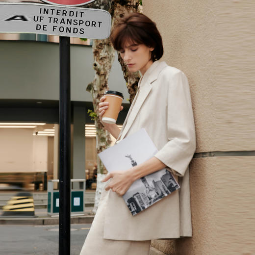 【商场同款】麦檬七分袖亚麻浅色百搭无里西装5F4113081 商品图3