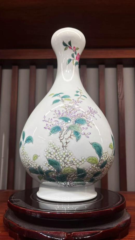 粉彩花鸟蒜头瓶 商品图0