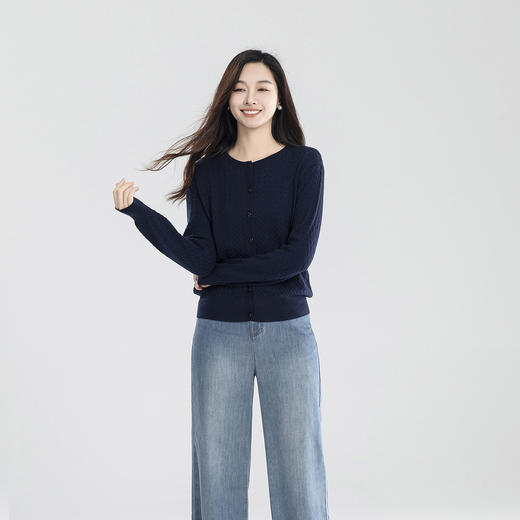 火桐hooton 周末系列 绞花美丽诺绵羊毛开衫YT218 商品图3