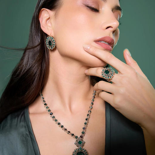 北京仓｜Lorina Balteanu-ECATERINA-祖母绿色 椭圆形 耳环［法国设计师］ 商品图5