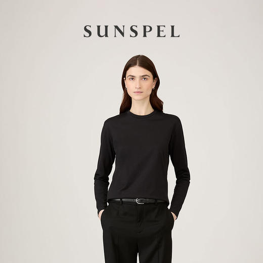 SUNSPEL女士经典款Supima匹马棉Boy Fit宽松长袖经典T恤Midweight 商品图3