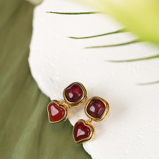 北京仓｜Goossens Paris-BO PIN-勃艮第红 爱心 耳环［法国设计师］ 商品图1