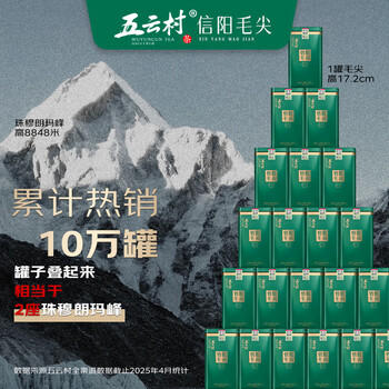 五云村新茶信阳毛尖500g茶叶绿茶特级春茶2罐共1斤自己喝带礼袋盒 /水饮冲调 /茗茶 /绿茶 商品图4