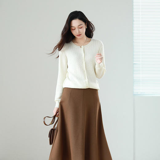 火桐hooton 周末系列 绞花美丽诺绵羊毛开衫YT218 商品图6