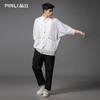 PINLI品立春季新款宽松五分袖衬衣提花蝙蝠袖潮牌男中袖衬衫B253113002 商品缩略图1