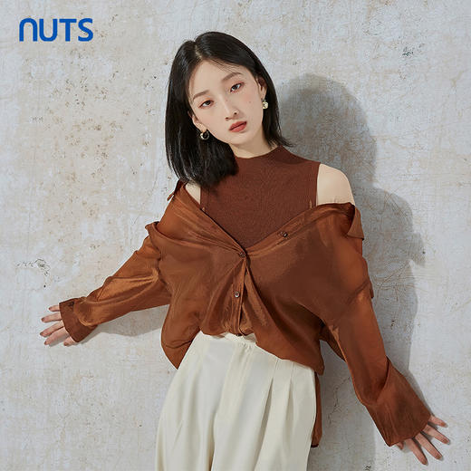 NUTS商场同款秋季时尚气质休闲百搭宽松显瘦长袖衬衫女231013061B 商品图0