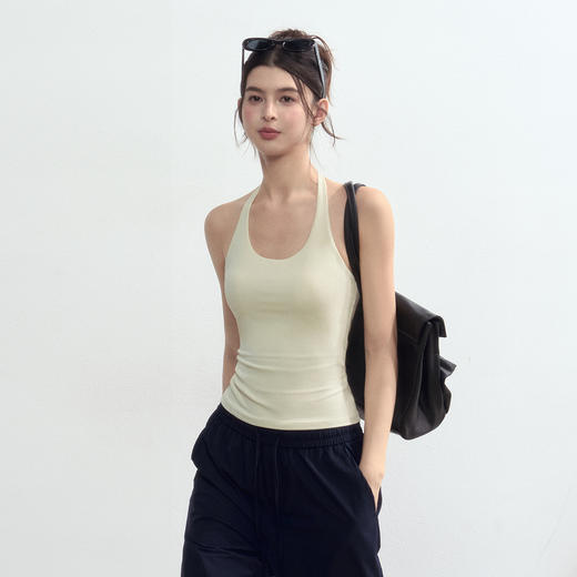 【限时秒】YOGACODE【火树银花系列】挂脖u领瑜伽背心女固定杯裸感舒适美背百搭运动背心DWB125625 商品图3