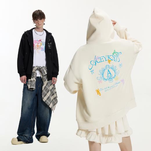 【薇你倾心七夕限定礼盒】YKYB黄子韬潮流连帽卫衣发泡印花拉链开衫外套秋Y53NWY004 商品图7