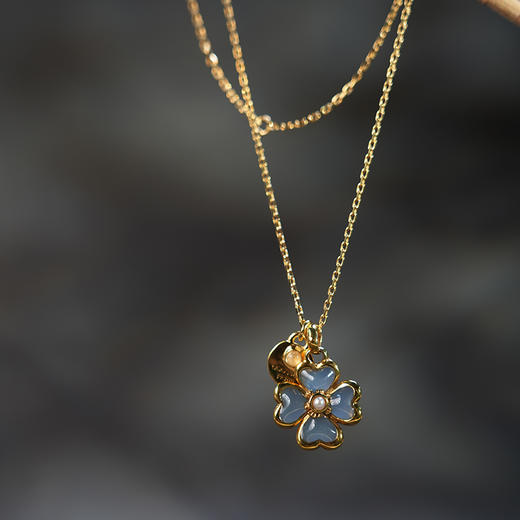 北京仓｜Goossens Paris-Talisman-蓝色 四叶草 项链［法国设计师］ 商品图1