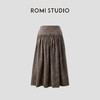 ROMI STUDIO“复古知秋”色织棕调气质褶皱格纹半身裙 RWCAXU5424  商品缩略图1