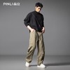 PINLI品立春季新款设计感褶皱直筒工装裤男士户外休闲长裤潮GD253117019 商品缩略图1