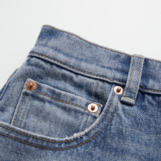 ROMI STUDIO"美式率性"棉质做旧猫须YKK拉链直筒牛仔裤RWCAXA4744  商品图2