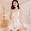 【带胸垫】夏季薄款法式浪漫冰丝缎面蕾丝吊带睡裙女性感一字美背蝴蝶扇叶睡裙 商品缩略图2