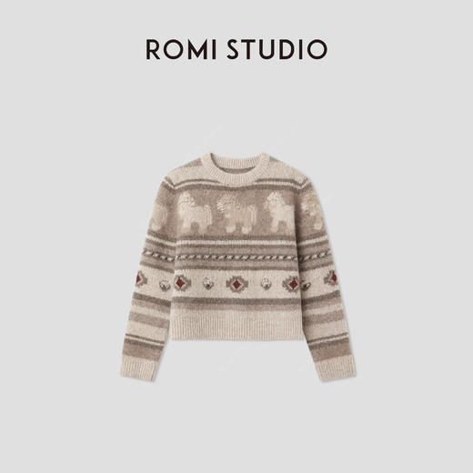 ROMI STUDIO“旷野之驹”天然牦牛绒混纺费尔岛套头毛衣RWCWSJ5751 商品图0