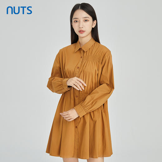 NUTS商场同款春秋季纯色简约气质休闲宽松长袖连衣裙女316103077B 商品图0