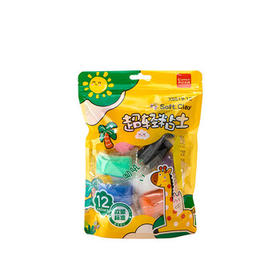 齐心(Comix)12色加赠5袋超轻粘土 儿童黏土彩泥橡皮泥美术 学生手工DIY玩具儿童开学必备用品XSS19-12