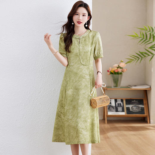 新中式国风改良旗袍连衣裙，复古盘扣气质显瘦晕染裙子HR-XYSP6061 商品图3