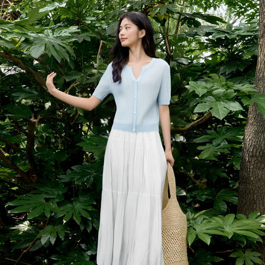 【商场同款】麦檬夏轻盈透气莱赛尔短袖针织衫5F4231422 商品图1