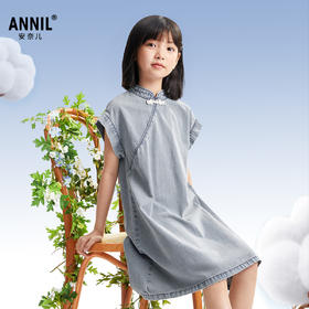 女童牛仔短袖连衣裙夏季新款安奈儿童装EG523083