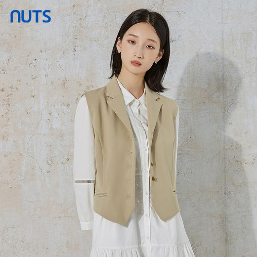 NUTS商场同款春秋款纯色时尚气质百搭马夹女231032114B 商品图3