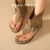 BeauToday 平底罗马凉鞋女款夏季BT真皮夹趾套筒凉靴外穿 商品缩略图1