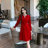 奢姿2025年秋季新款大码女装法式珍珠立领裙子胖妹妹丝绒连衣裙9943853530 商品缩略图0