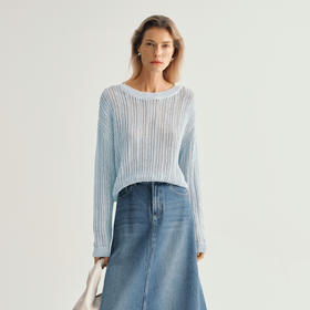 【商场同款】麦檬春秋随性慵懒镂空套头毛衫5F2131141