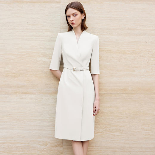 IWY/气质米白色西装连衣裙女夏季薄款七分袖医美接待工作服正装Q1365 商品图2