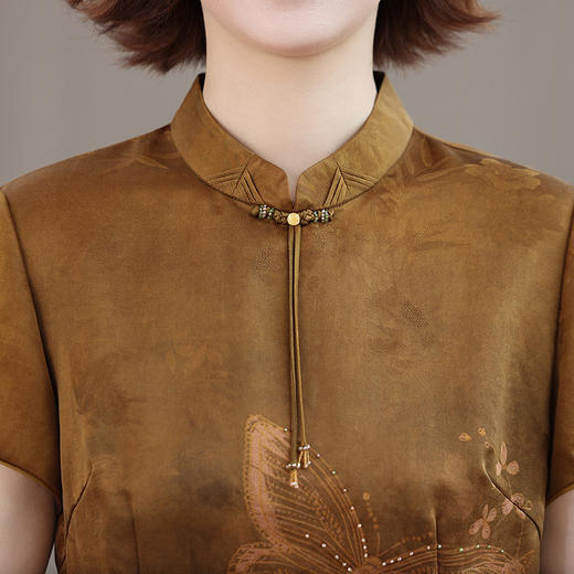 A96862025新款春夏季女遮肉显瘦香云纱上衣裤子两件套气质中年妈妈套装 商品图3