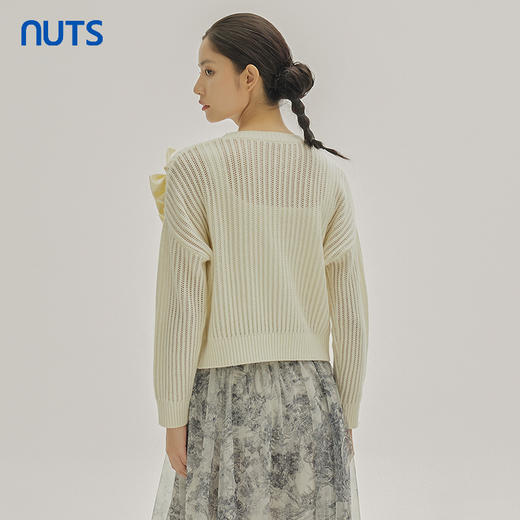 NUTS商场同款春秋季设计感气质镂空百搭短款毛织套头衫女333052195 商品图4