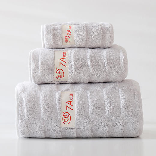 浪莎 加厚7A级抗菌浴巾三件套 浴巾+毛巾+小方巾 柔软舒适 强力吸水 商品图8