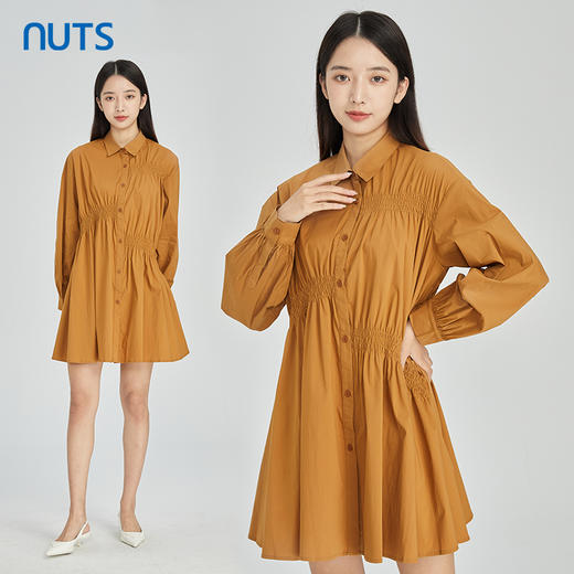 NUTS商场同款春秋季纯色简约气质休闲宽松长袖连衣裙女316103077B 商品图1