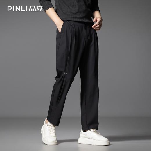 PINLI品立春季新款国潮休闲九分裤男士简约垂感宽松直筒裤子B253117019 商品图0