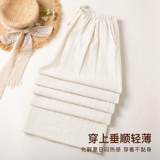【透气亚麻裤】夏季薄款高腰显瘦阔腿裤长裤女宽松舒适轻盈不闷汗H1550初夏休闲裤 商品图3