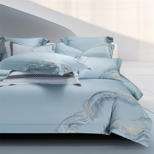 自然醒100支长绒棉高奢系列四件套新疆棉全棉纯棉刺绣被套床单高端床上用品GDS 商品图0