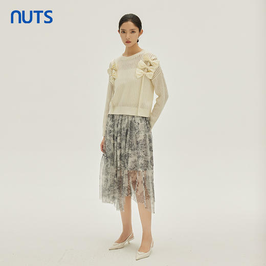NUTS商场同款春秋季设计感气质镂空百搭短款毛织套头衫女333052195 商品图2