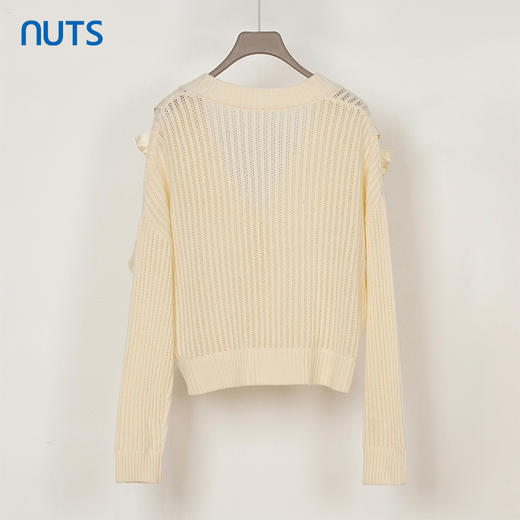 NUTS商场同款春秋季杏色甜美气质V领开衫毛织短外套女333052196 商品图1