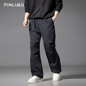 PINLI品立2025秋季新款褶皱直筒伞兵裤潮牌男士宽松百搭休闲长裤GD253117011