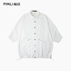 PINLI品立春季新款宽松五分袖衬衣提花蝙蝠袖潮牌男中袖衬衫B253113002 商品缩略图3