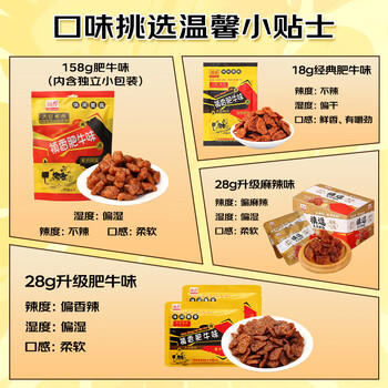禛香香菇肥牛18g*40包大豆素肉牛肉味素肉辣条豆干休闲零食怀旧小吃 /休闲食品 /豆干/素食零食 /素肉 商品图1