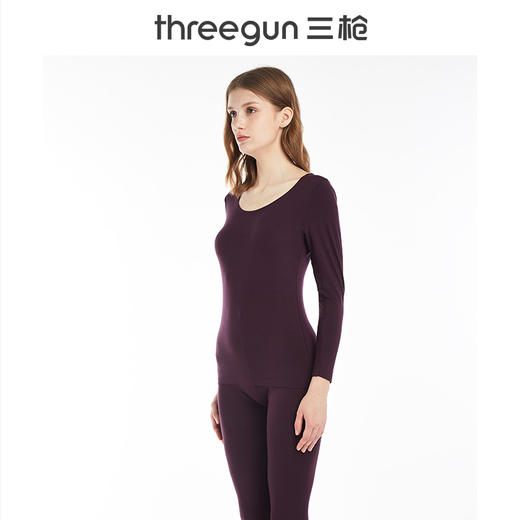 Threegun三枪 维耐寒薄加暖圆领女士打底衫-23086A921 商品图7