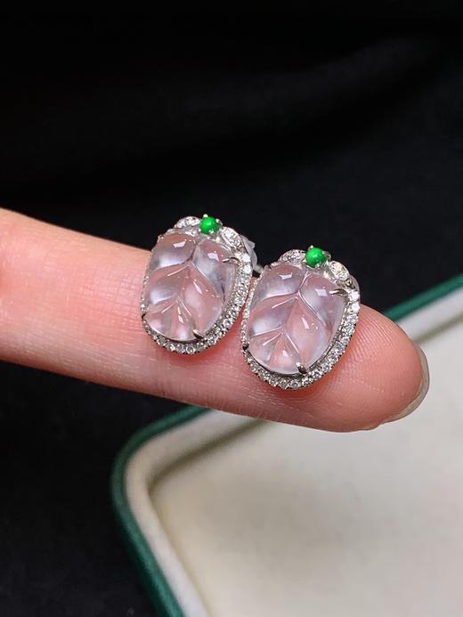 叶子翡翠耳钉 商品图3