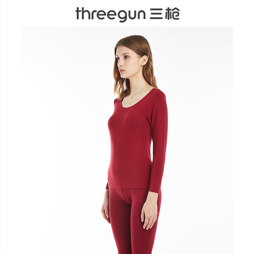Threegun三枪 维耐寒薄加暖圆领女士打底衫-23086A921 商品图4