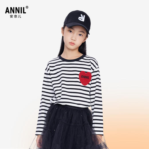 女童圆领长袖针织衫秋季新款安奈儿童装EG531592 商品图0