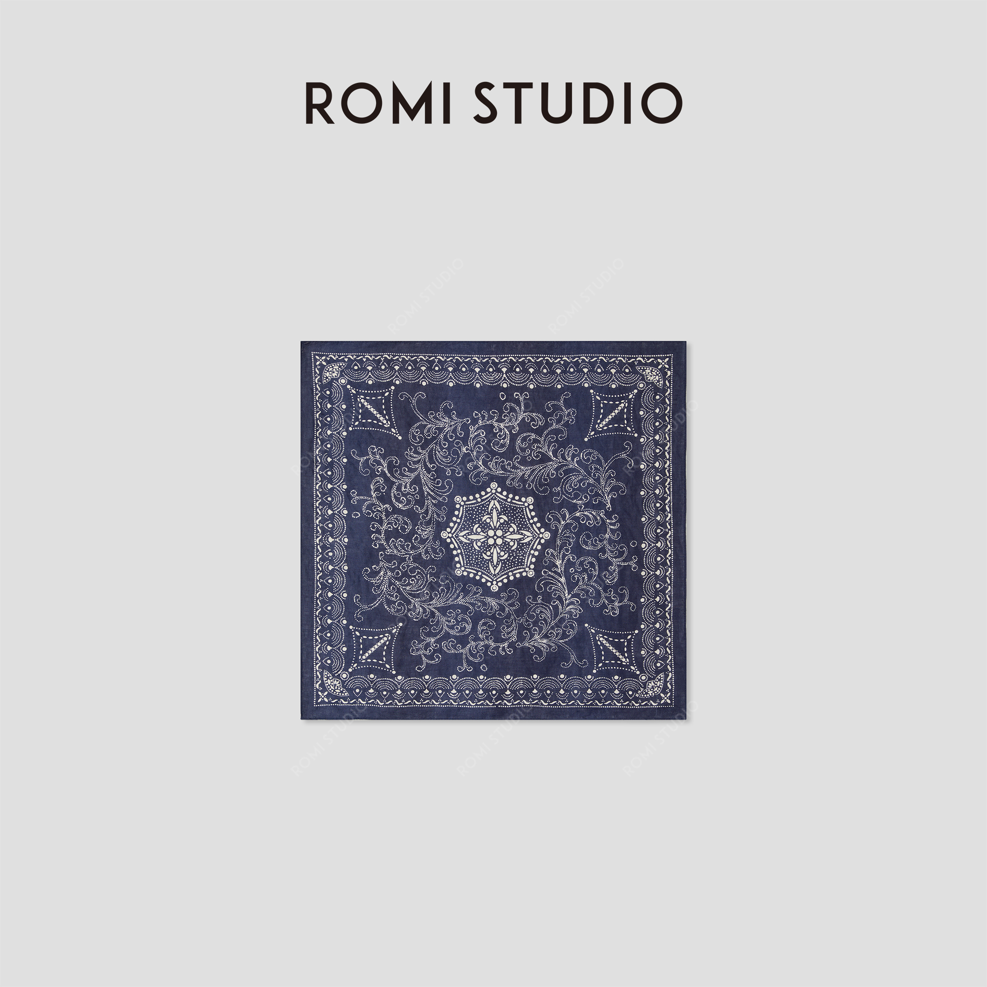 ROMI STUDIO“法式复古”100%亚麻水洗撞色复古印花丝巾RWCAPR5018/RWCAPR5584