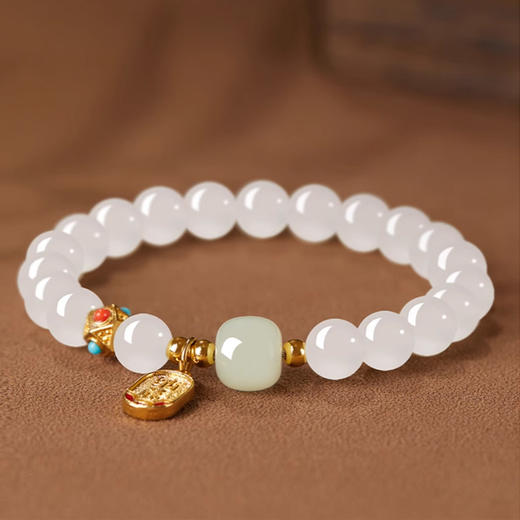 平安纳福和田玉白玉手串8mm 商品图1
